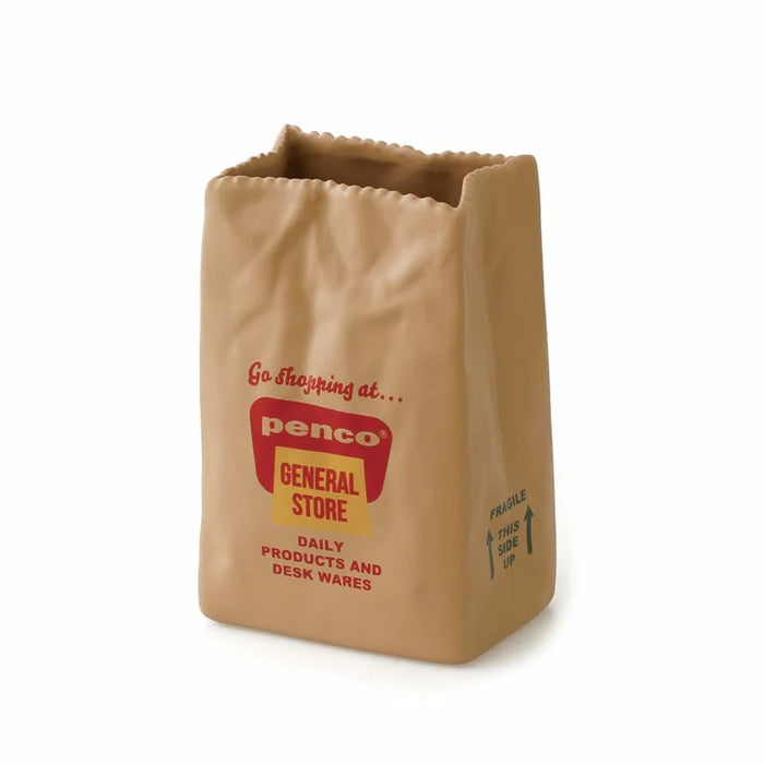 Penco Porcelain Brown Bag Pen Holder