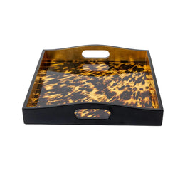 Caspari Tortoiseshell Lacquer Square Tray-14X14