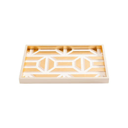 Caspari Garden Gate Lacquer Vanity Tray in White & Gold