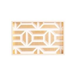 Caspari Garden Gate Lacquer Vanity Tray in White & Gold