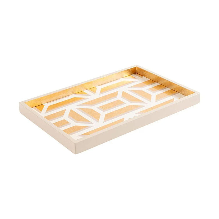 Caspari Garden Gate Lacquer Vanity Tray in White & Gold