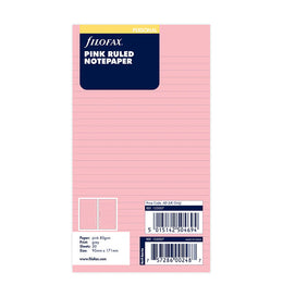 Filofax Personal Pink Ruled Notepaper Refill