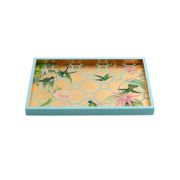 Caspari Hummingbird Trellis Lacquer Vanity Tray