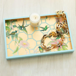 Caspari Hummingbird Trellis Lacquer Vanity Tray