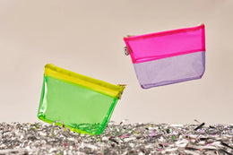 Kate Corn Pink & Purple Glitter Jelly Flat-Bottom Pouch