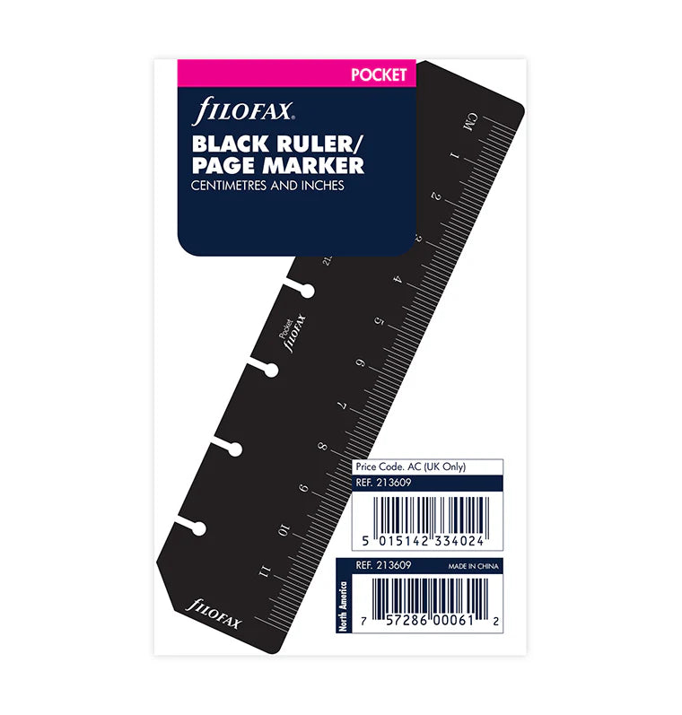 Filofax Pocket Ruler Page Marker Black