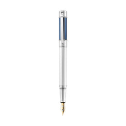 Waldmann Commander 23 (18K Gold Nib) - Sterling Silver with Blue Lacquer Cap