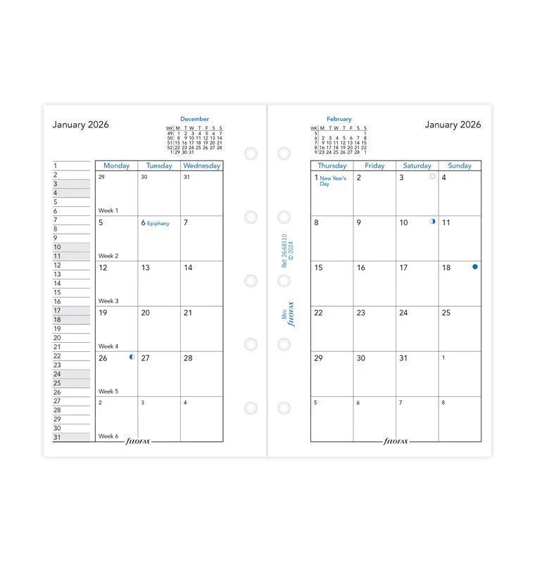 Filofax 2026 Mini Month on Two Pages Refill