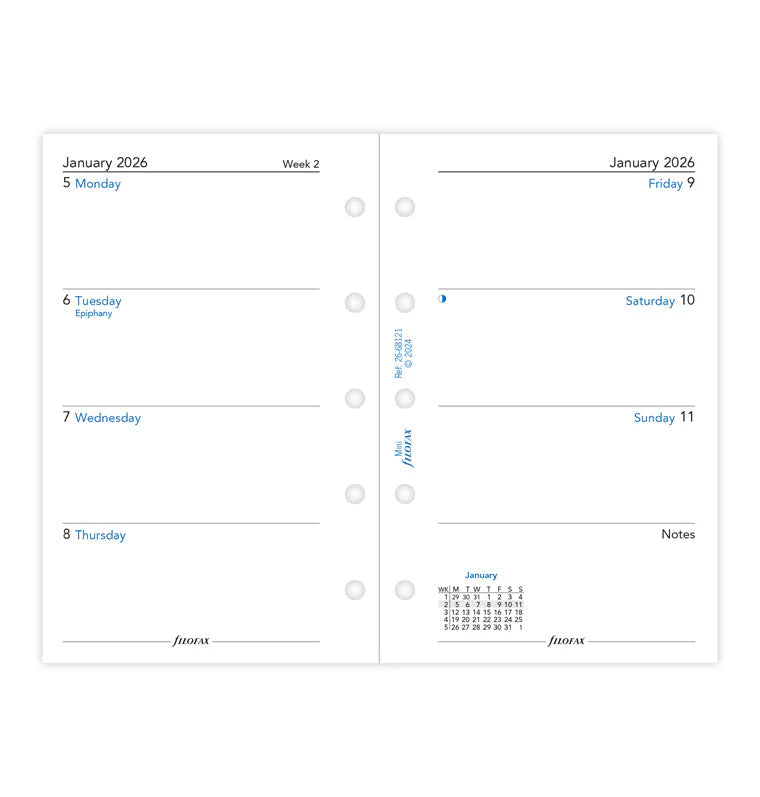 Filofax 2026 Mini Week on Two Pages Refill