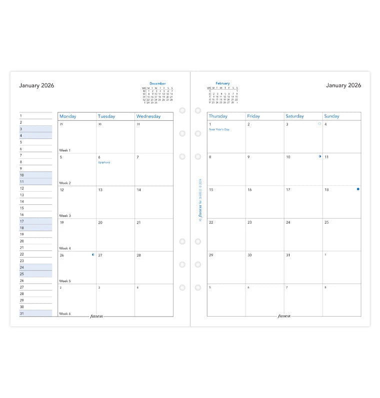 Filofax 2026 A5 Month on Two Pages Refill