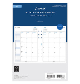 Filofax 2026 A5 Month on Two Pages Refill