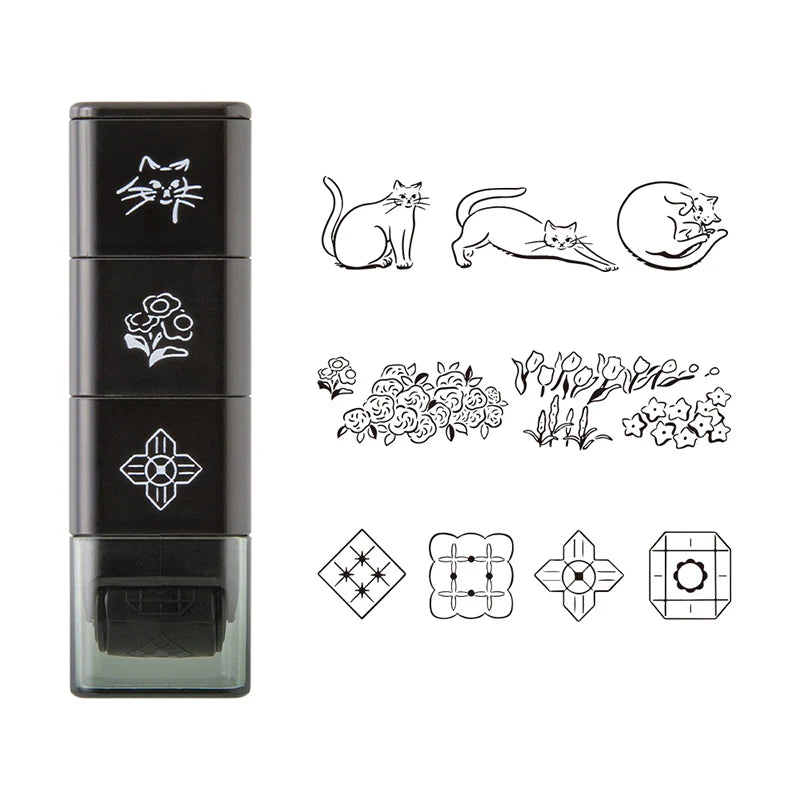 Midori Paintable Stamp Roller - Cat & Landscape