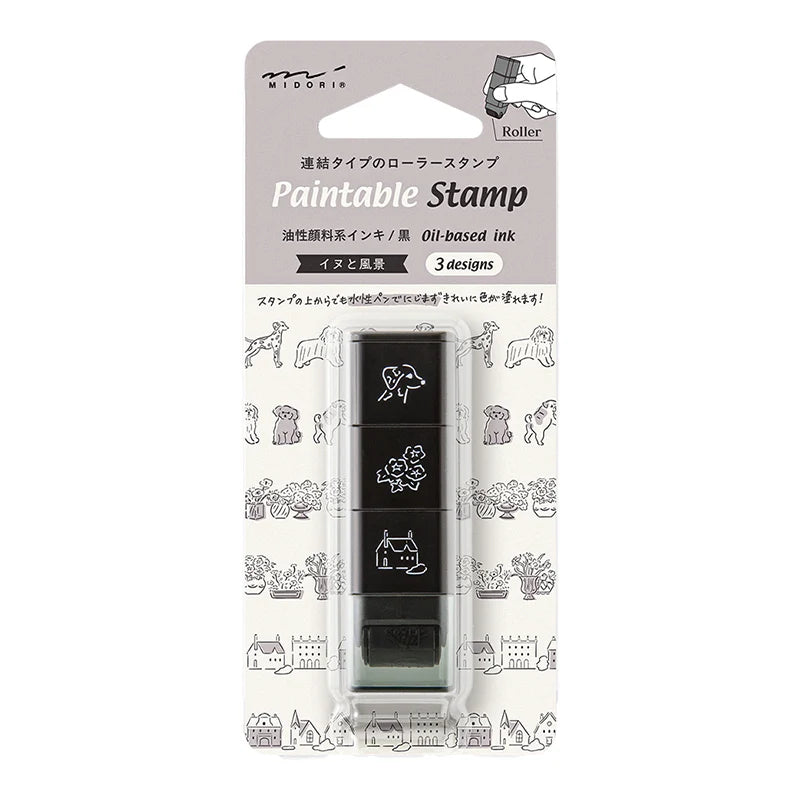 Midori Paintable Stamp Roller - Dog & Landscape