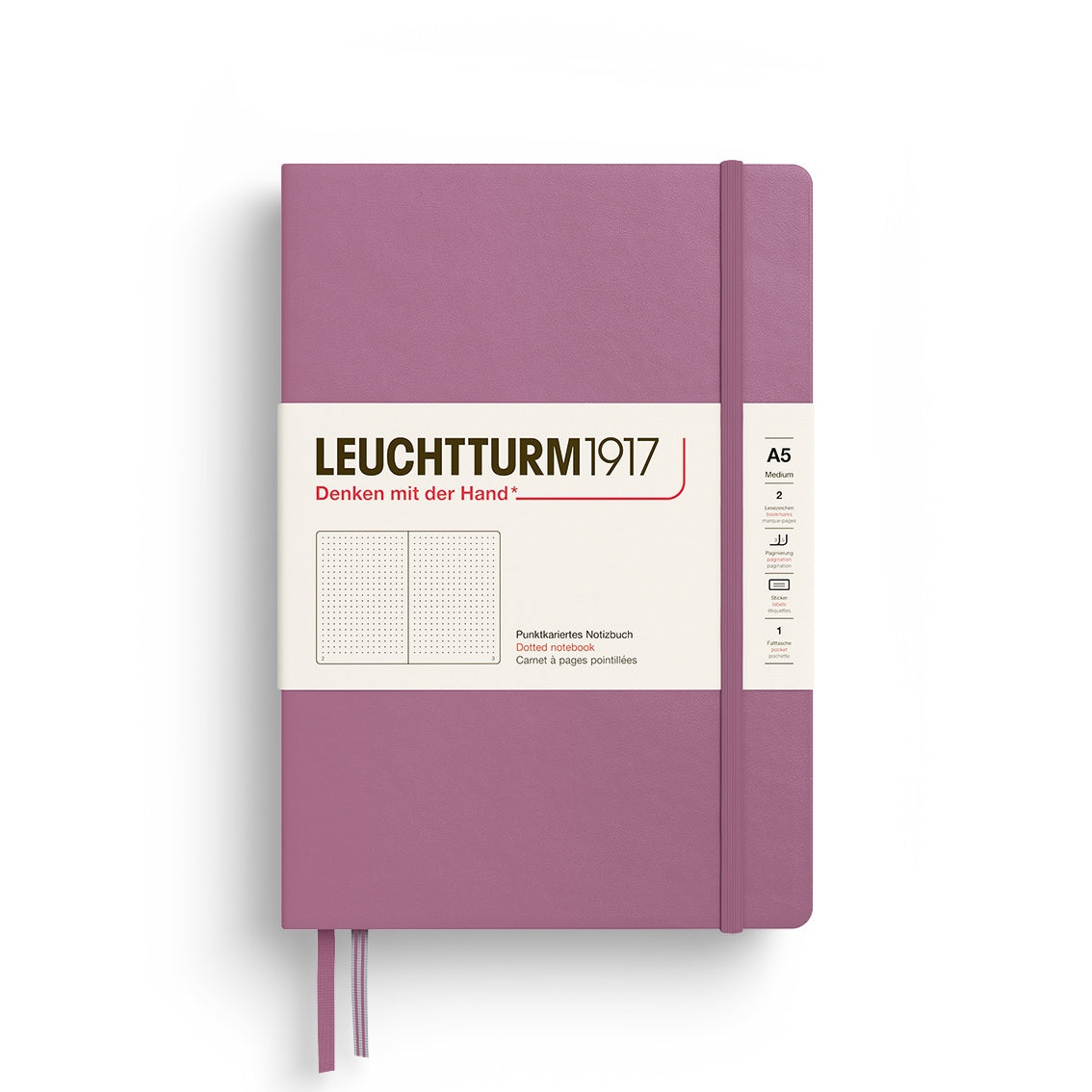 LEUCHTTURM1917 HC Notebook, Medium (A5), 251 p., Dotted - Dusty Rose