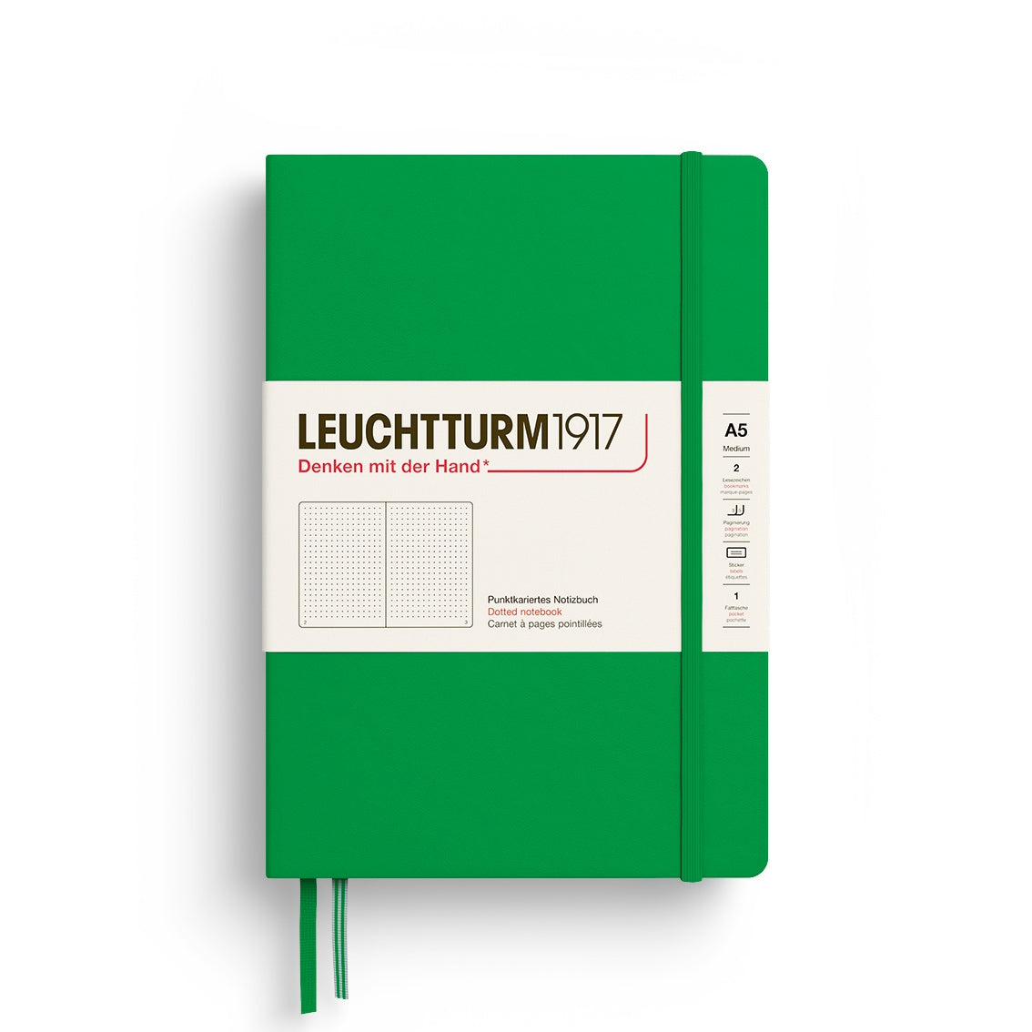 LEUCHTTURM1917 HC Notebook, Medium (A5), 251 p., Dotted - Spring Leaf