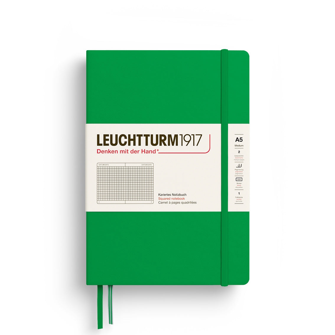 LEUCHTTURM1917 HC Notebook, Medium (A5), 251 p., Ruled - Spring Leaf