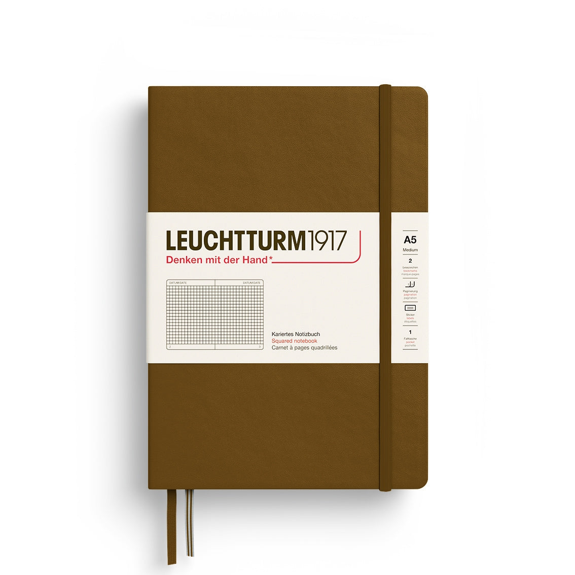 LEUCHTTURM1917 Notebook HC Medium (A5), 251 p, Squared - Spice Brown