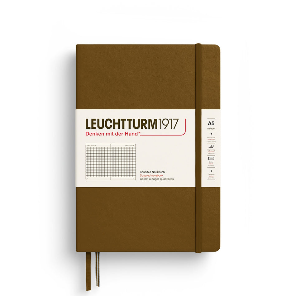 LEUCHTTURM1917 Notebook HC Medium (A5), 251 p, Squared - Spice Brown