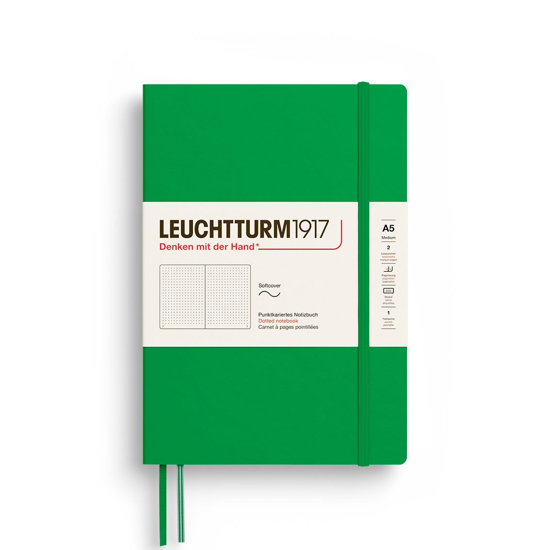 LEUCHTTURM1917 Notebook SC Medium (A5), 123 p, Dotted - Spring Leaf Green