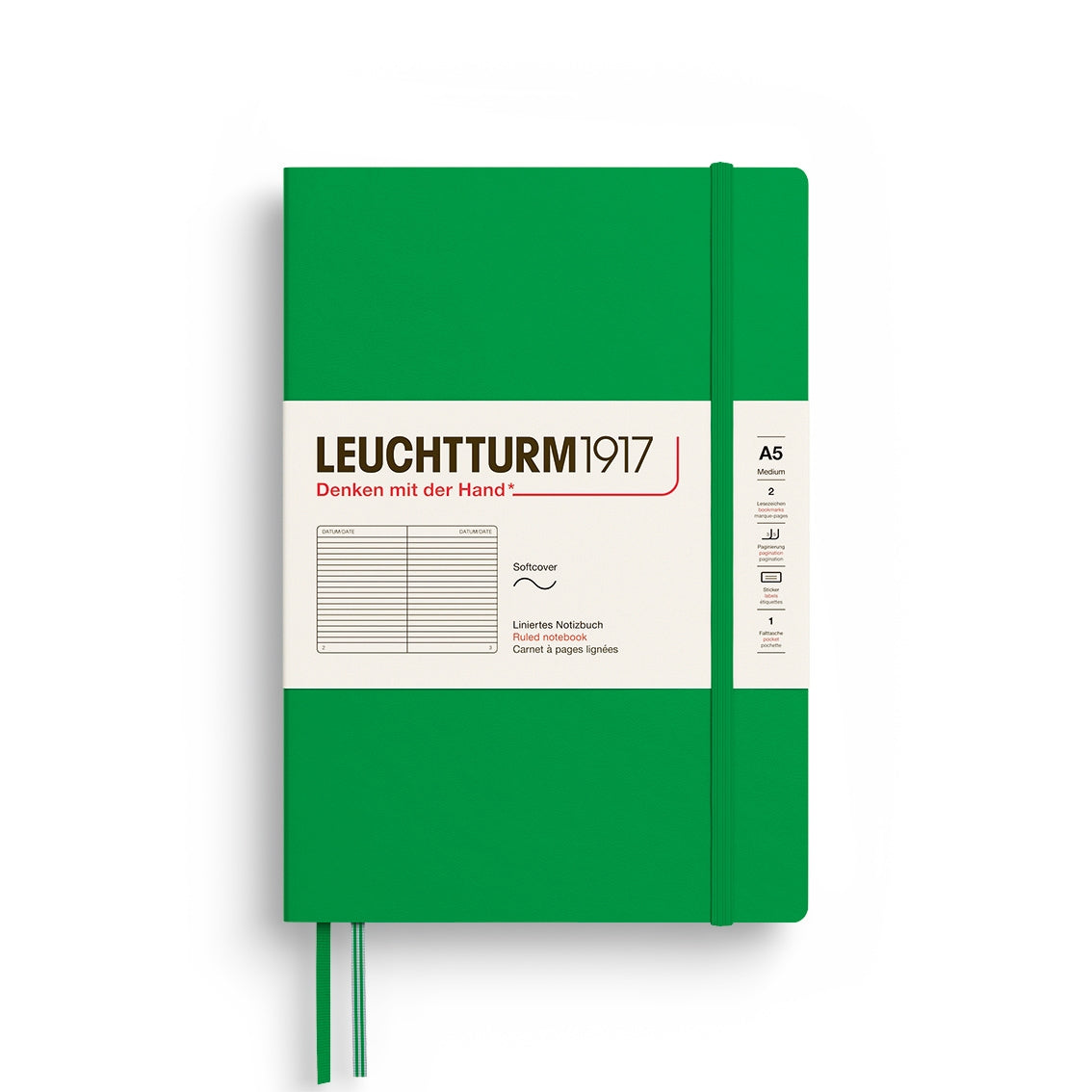 LEUCHTTURM1917 Notebook SC Medium (A5), 123 p, Ruled - Spring Leaf Green