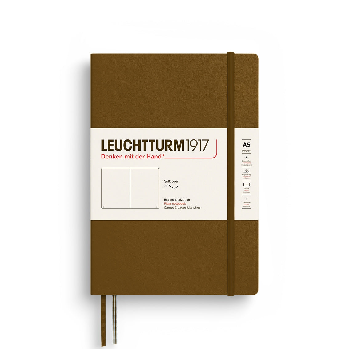 LEUCHTTURM1917 Notebook SC Medium (A5), 123 p, Plain - Spice Brown
