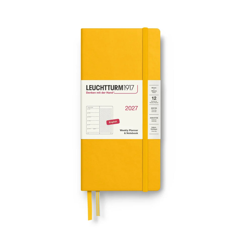 LEUCHTTURM1917 2027 Wallet Weekly Planner & Notebook Dotted - Sunflower