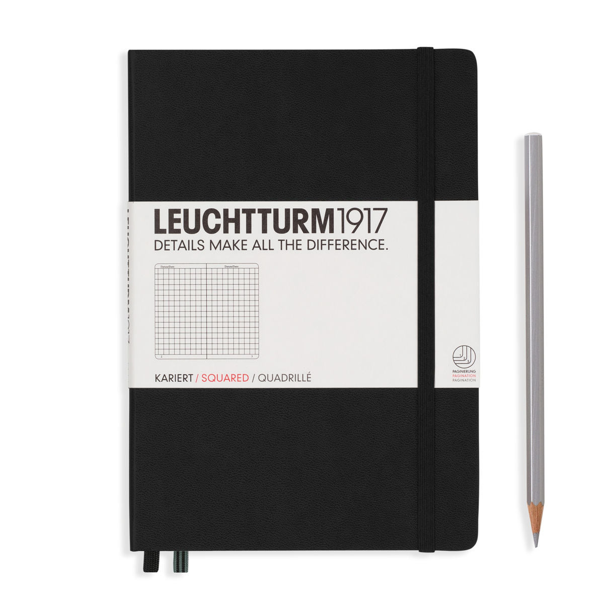 LEUCHTTURM1917 HC Notebook, Medium (A5), 251 p., Squared - Black