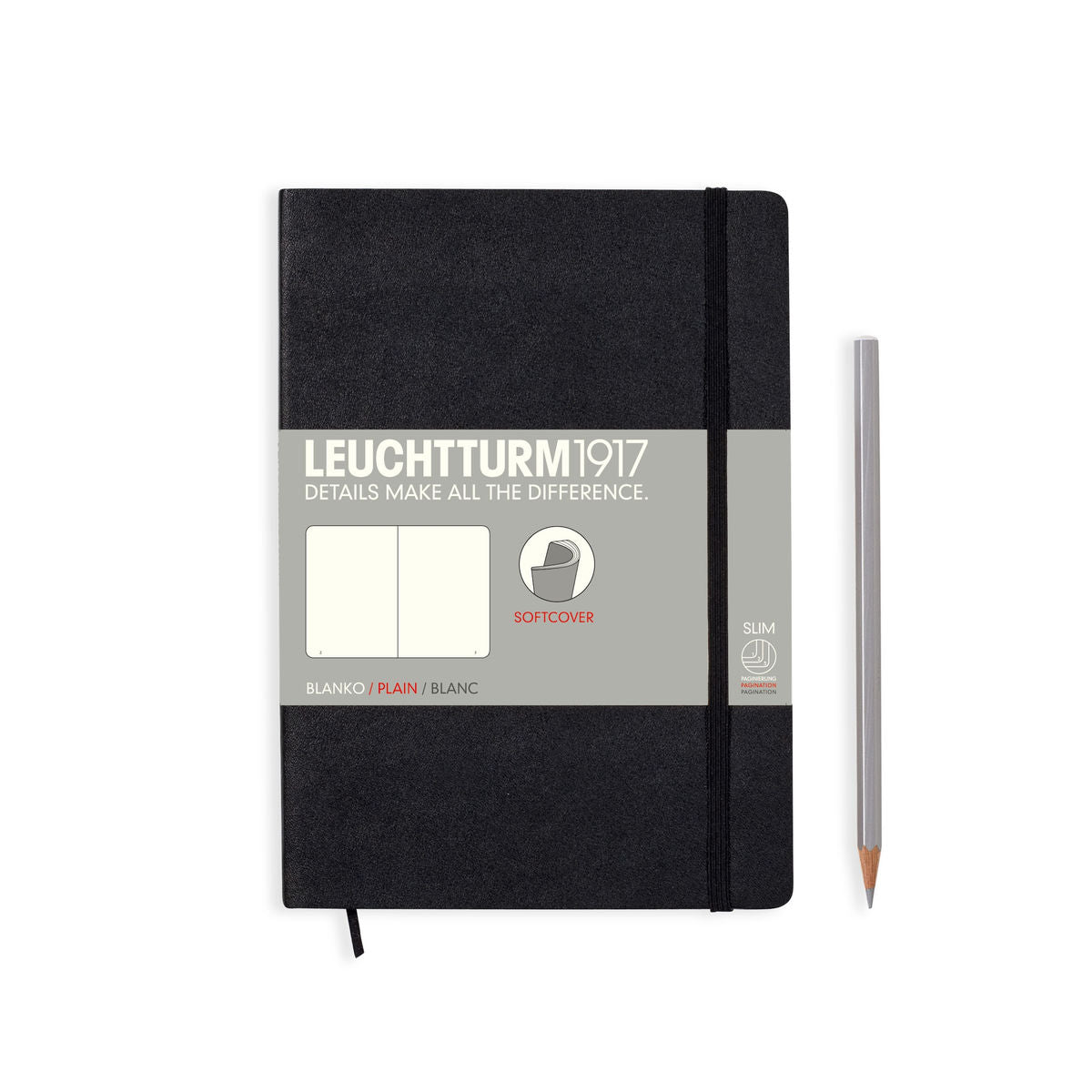 LEUCHTTURM1917 SC Notebook, Medium (A5), 123 p., Plain - Black