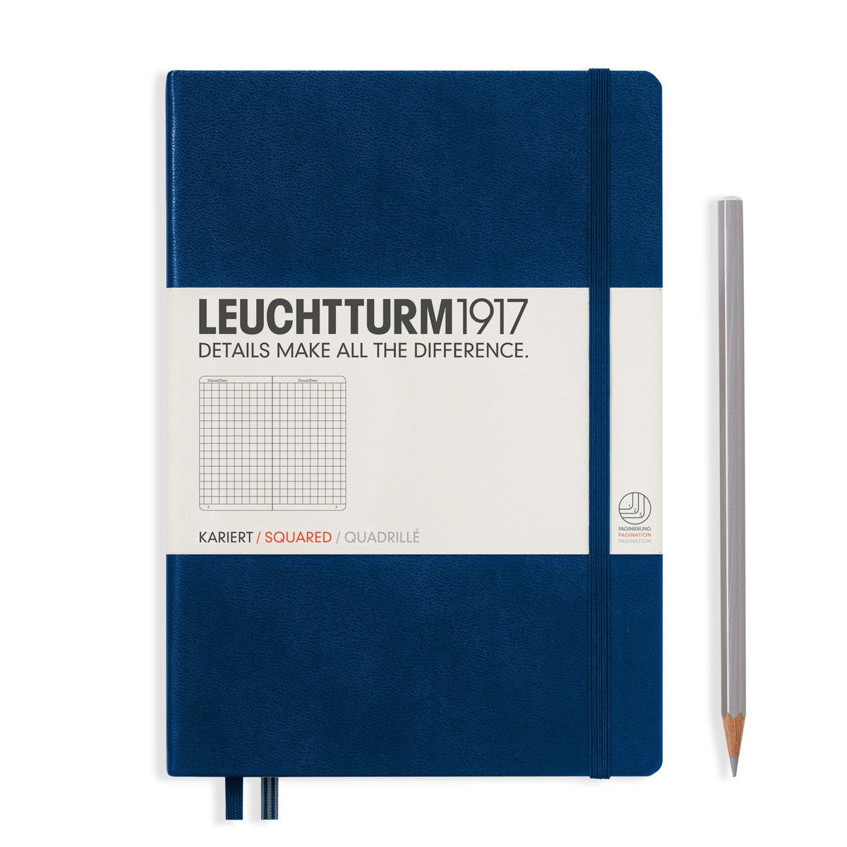 LEUCHTTURM1917 HC Notebook, Medium (A5), 251 p., Squared - Navy Blue