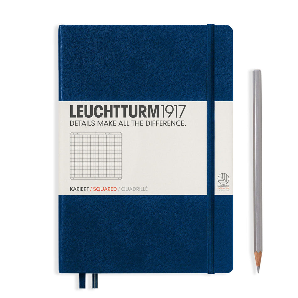 LEUCHTTURM1917 HC Notebook, Medium (A5), 251 p., Squared - Navy Blue