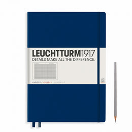 LEUCHTTURM1917 Notebook Master (A4+) Hardcover, 235 Numbered Pages, Squared - Navy Blue