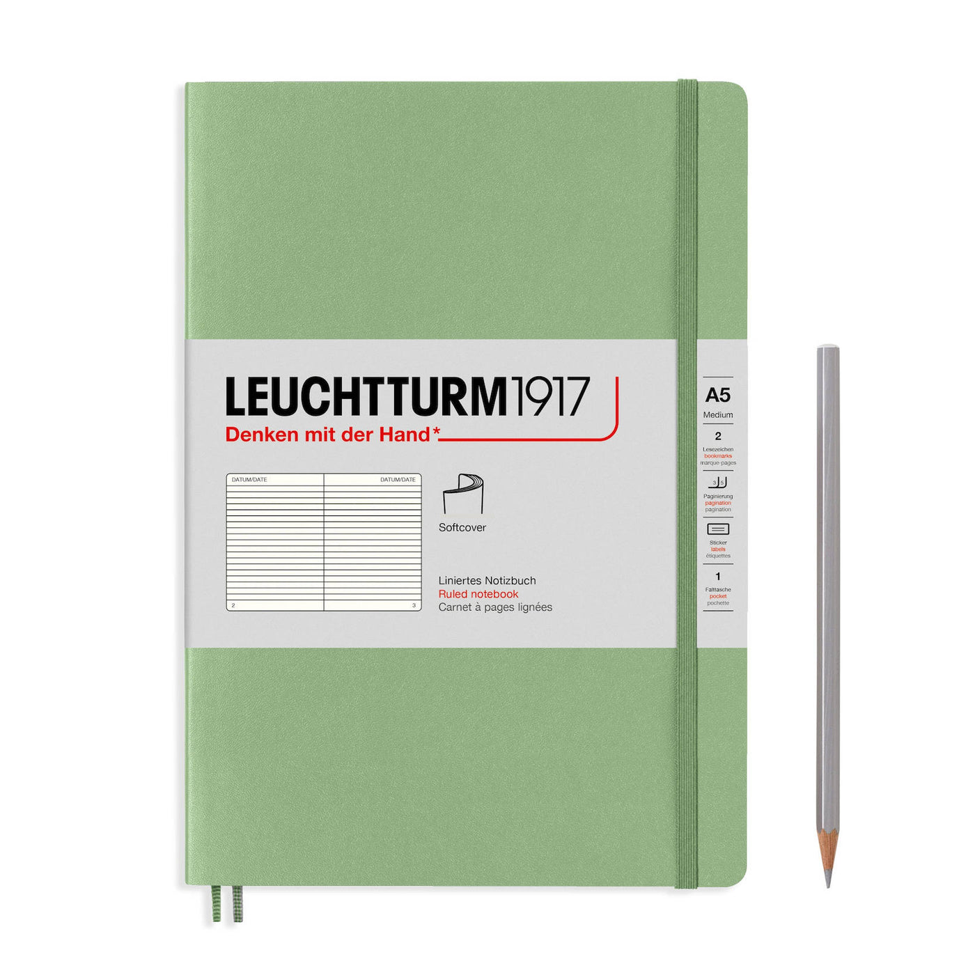LEUCHTTURM1917 SC Notebook, Medium (A5), 123 p., Ruled - Sage
