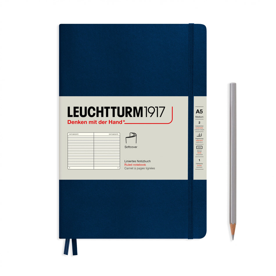 LEUCHTTURM1917 SC Notebook, Medium (A5), 123 p., Ruled - Navy Blue