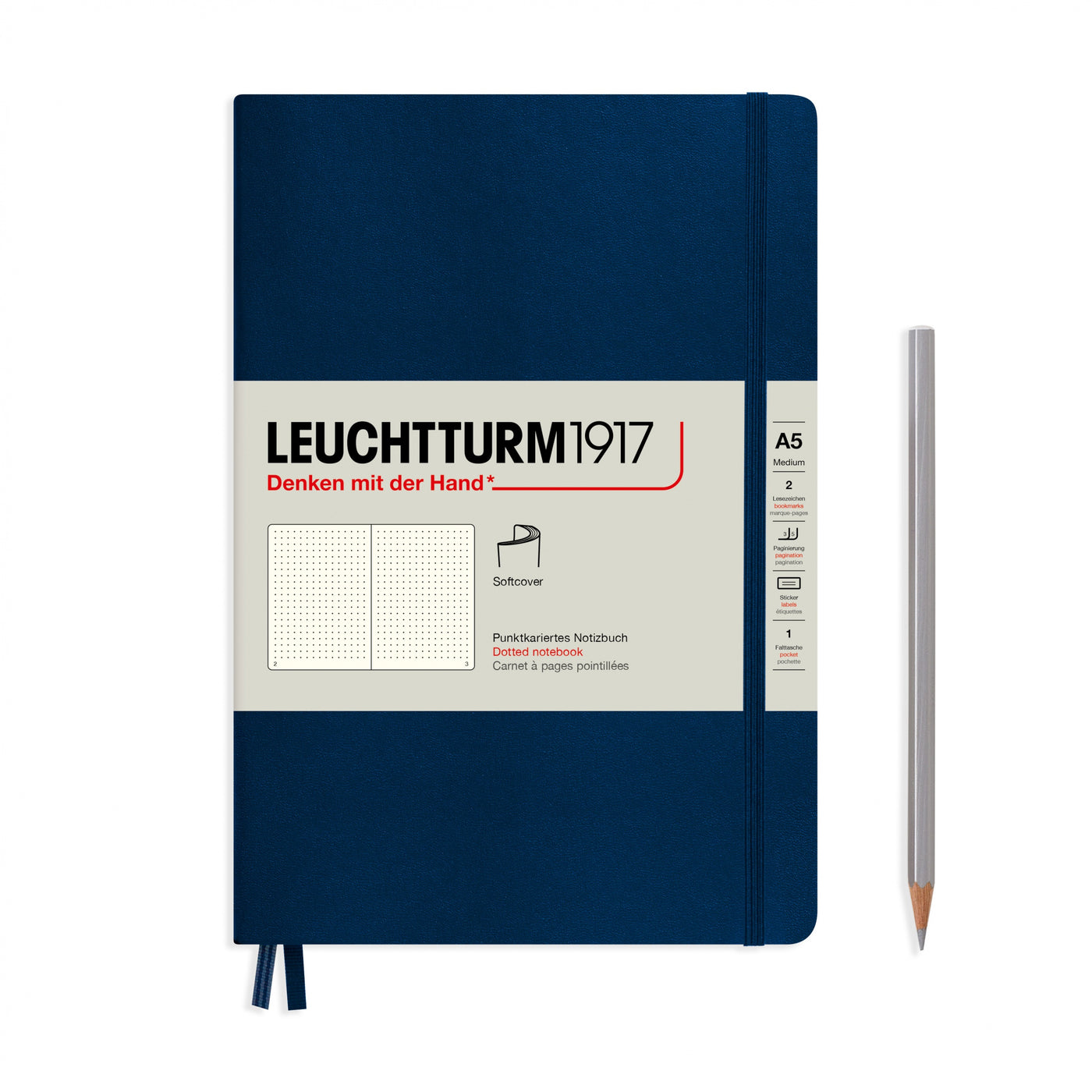 LEUCHTTURM1917 SC Notebook, Medium (A5), 123 p., Dotted - Navy Blue