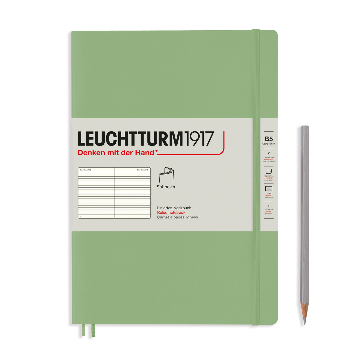 LEUCHTTURM1917 Notebook Softcover Composition (B5), 123 pages, Lined - Sage Green