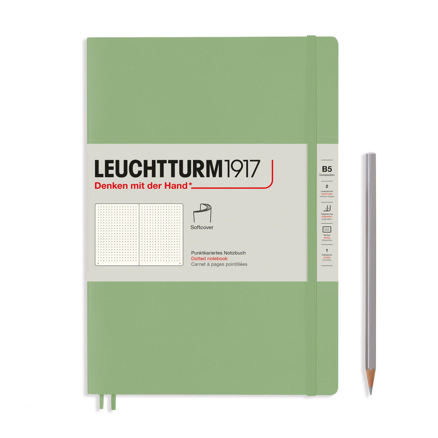 LEUCHTTURM1917 Notebook Softcover Composition (B5), 123 pages, Dotted - Sage Green