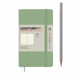 LEUCHTTURM1917 Notebook Softcover Pocket (A6), 123 pages, Dotted - Sage Green