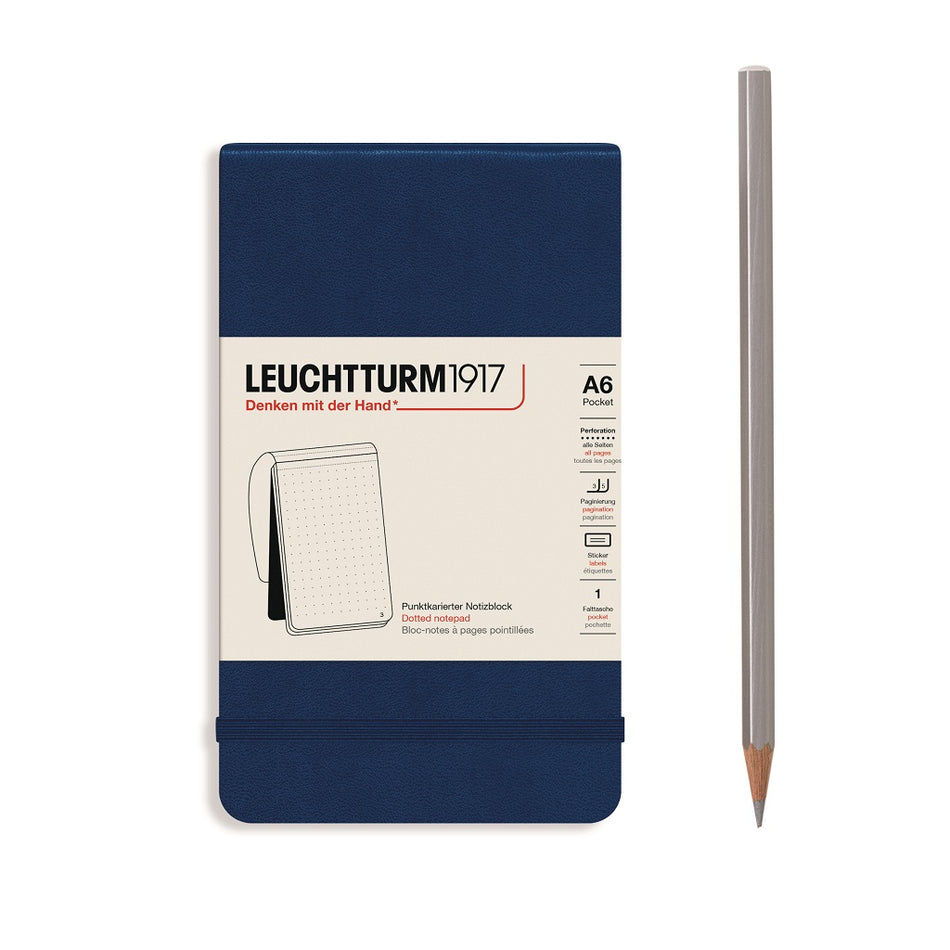 LEUCHTTURM1917 Reporter Notepad Pocket, Dotted - Navy Blue