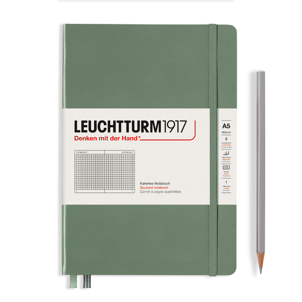 LEUCHTTURM1917 HC Notebook, Medium (A5), 251 p., Squared - Olive Green