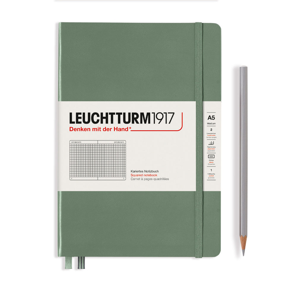 LEUCHTTURM1917 HC Notebook, Medium (A5), 251 p., Squared - Olive Green