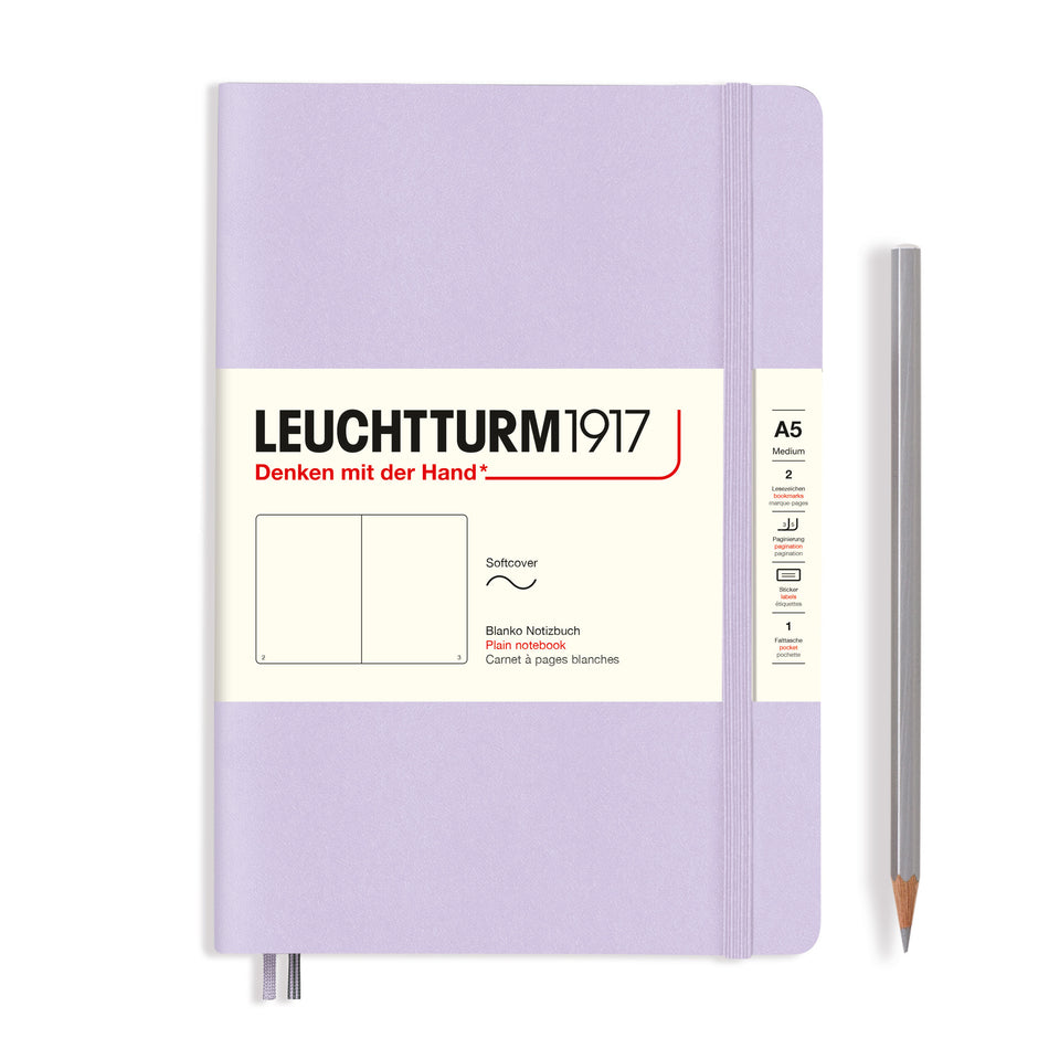 LEUCHTTURM1917 Notebook Softcover Medium (A5), 123 pages, Plain - Lilac Purple