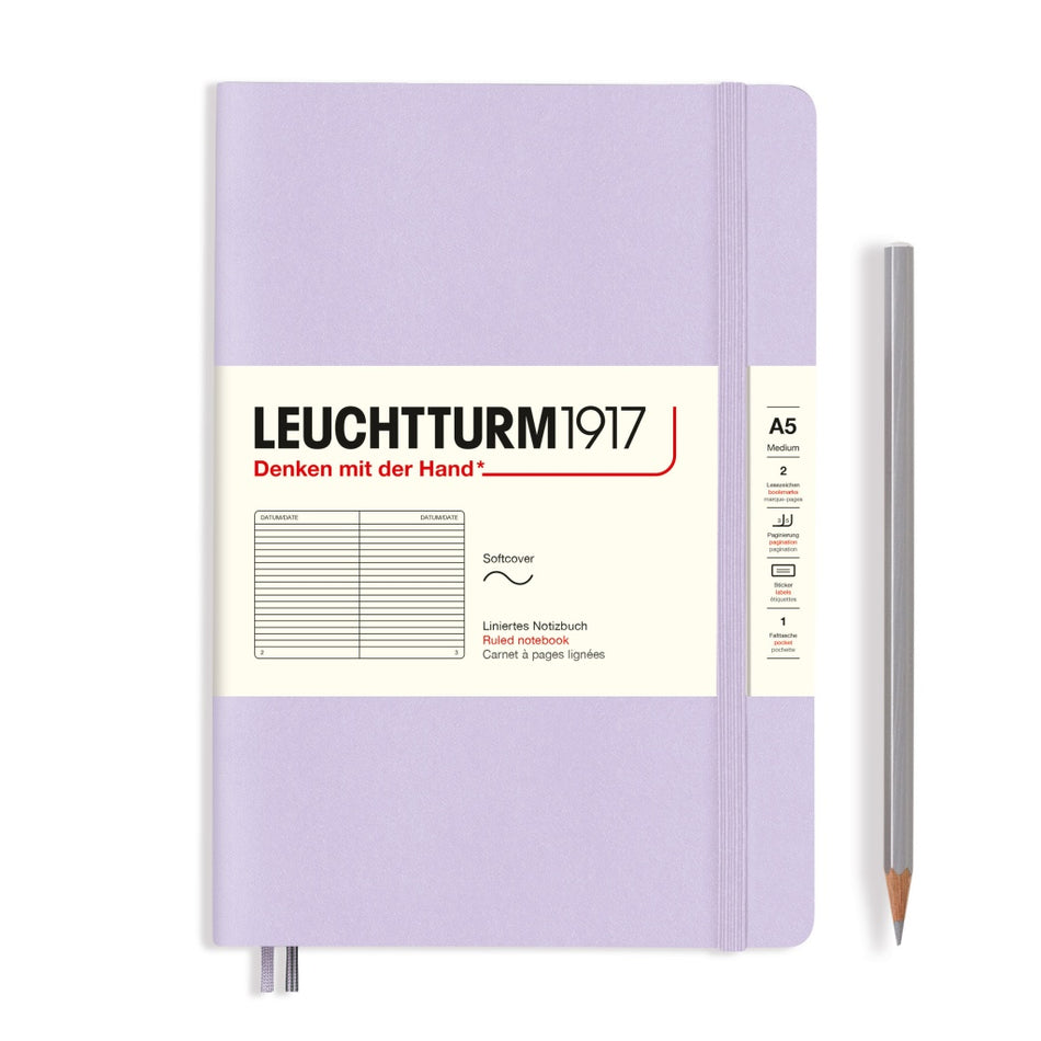 LEUCHTTURM1917 Notebook Softcover Medium (A5), 123 pages, Ruled - Lilac Purple