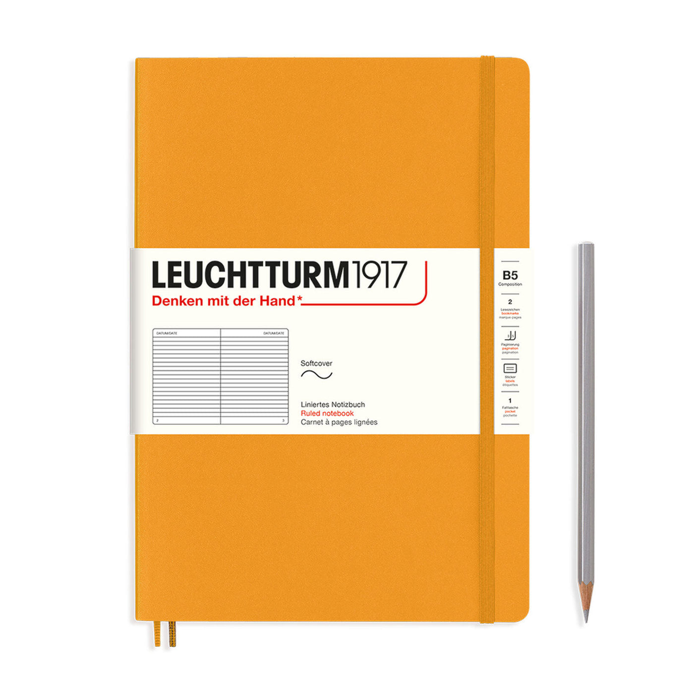 LEUCHTTURM1917 Notebook Composition (B5) Ruled, Softcover, 123 Numbered pages - Rising Sun