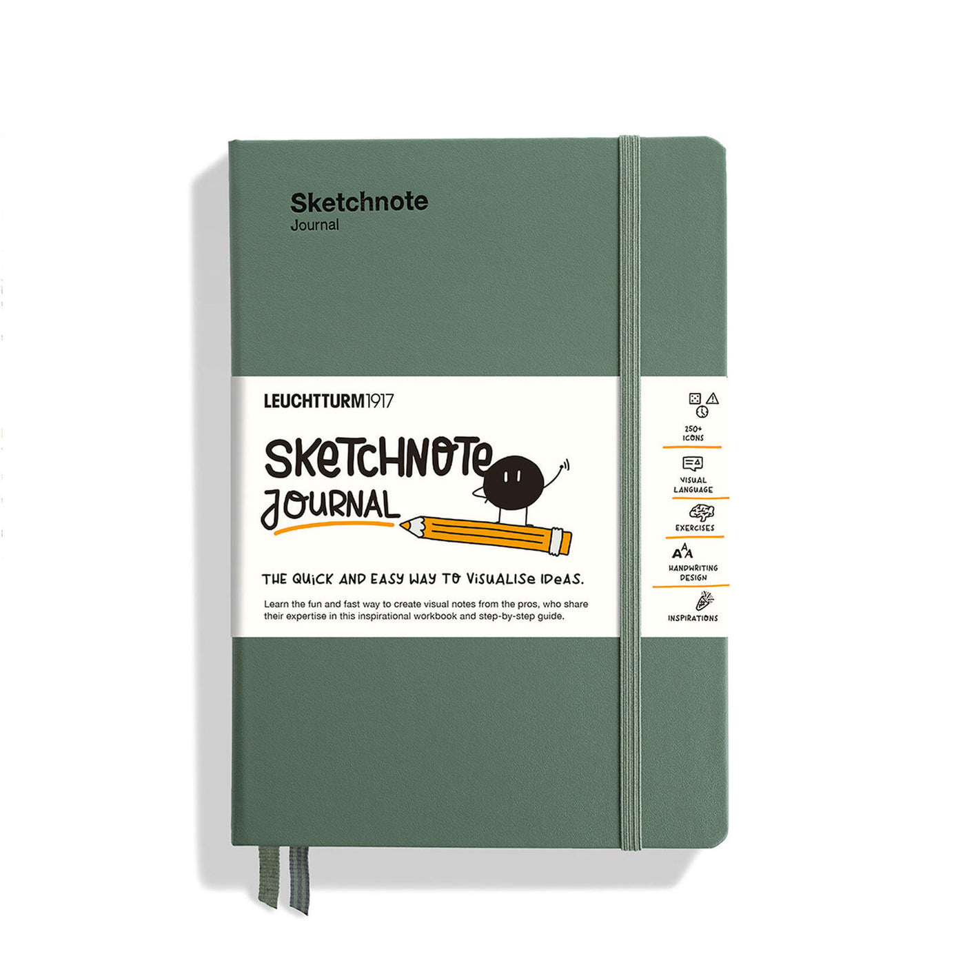 LEUCHTTURM1917 Sketchnote Journal, Hardcover Medium (A5), 186 numbered pages, 120 g/m² paper - Olive Green
