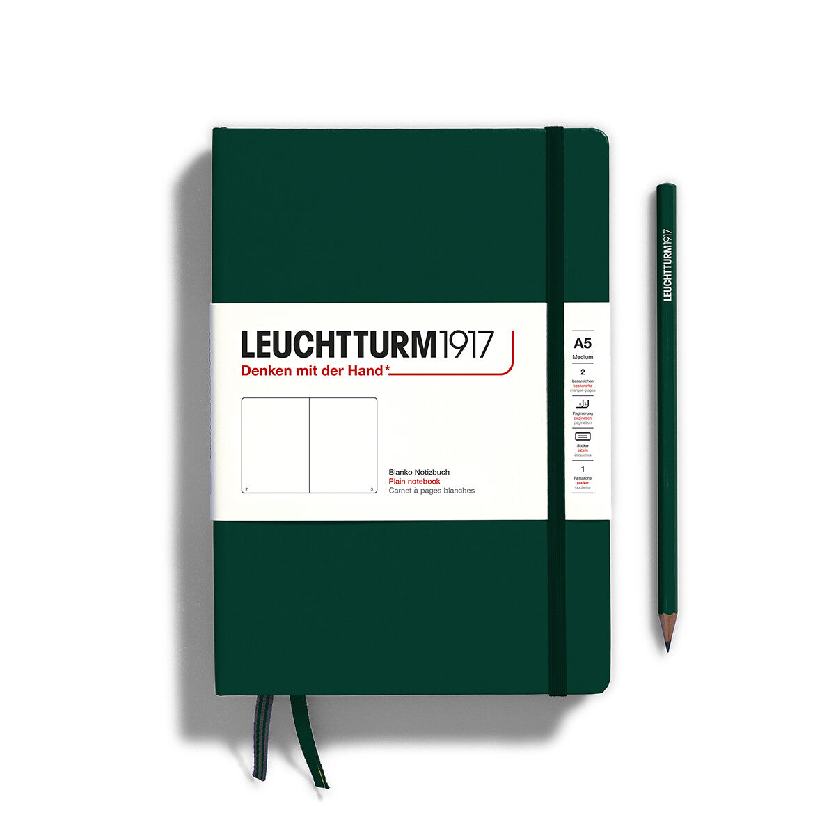 LEUCHTTURM1917 Notebook Hardcover Medium (A5), 251 pages, Plain, Forest Green
