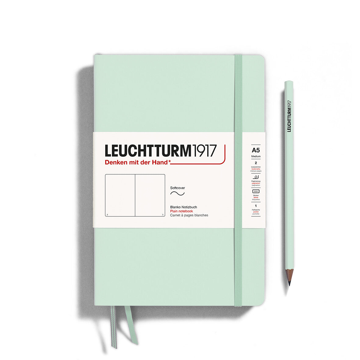 LEUCHTTURM1917 SC Notebook, Medium (A5), 123 p., Plain - Mint Green
