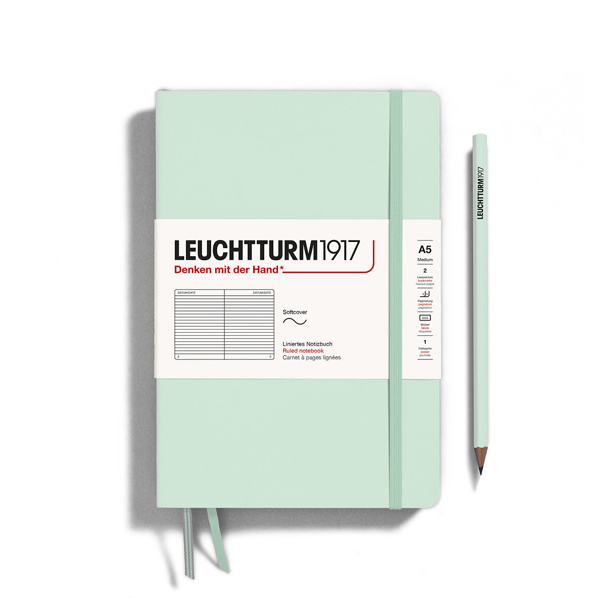 LEUCHTTURM1917 SC Notebook, Medium (A5), 123 p., Ruled - Mint Green