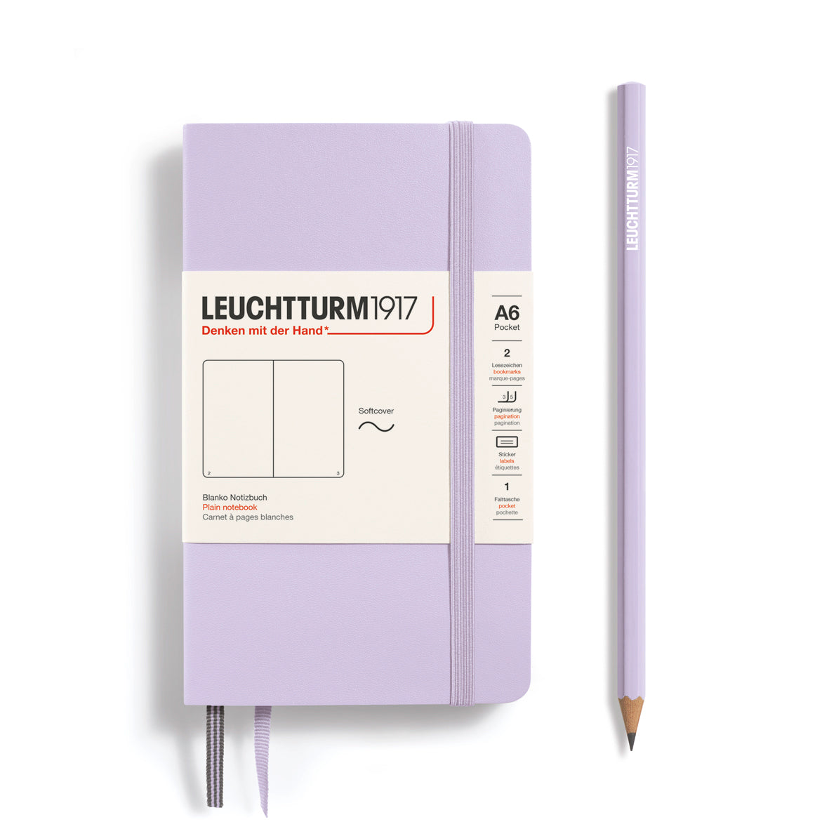 LEUCHTTURM1917 Notebook Softcover Pocket (A6), Plain, 187 pages - Lilac Purple
