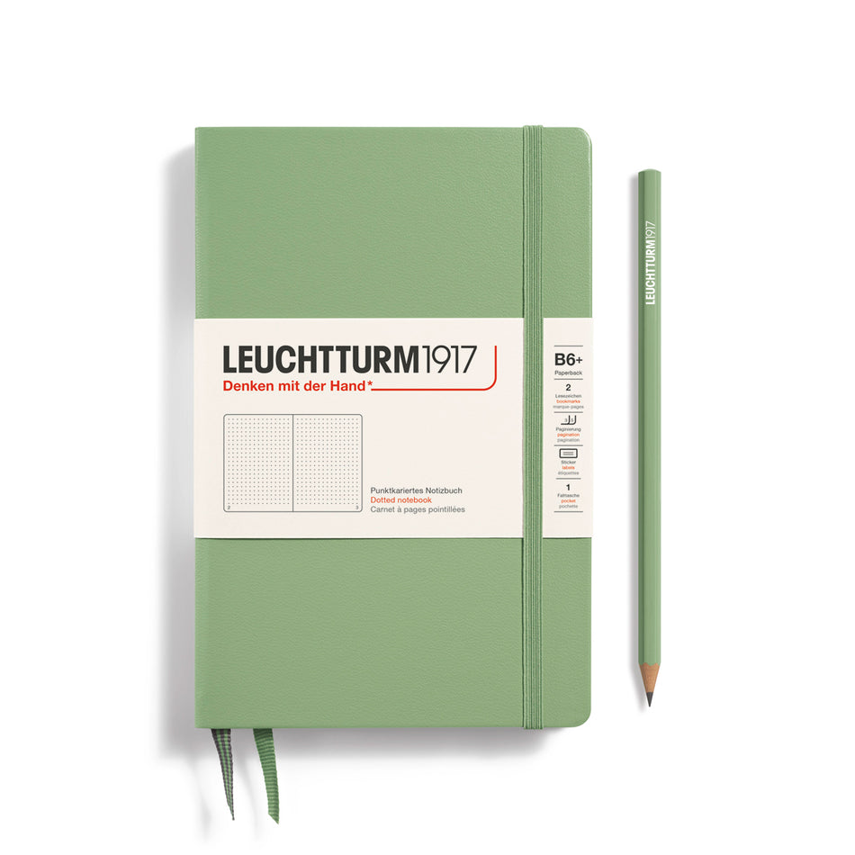 LEUCHTTURM1917 Notebook Hardcover Paperback (B6+), Dotted, 123 pages - Sage Green