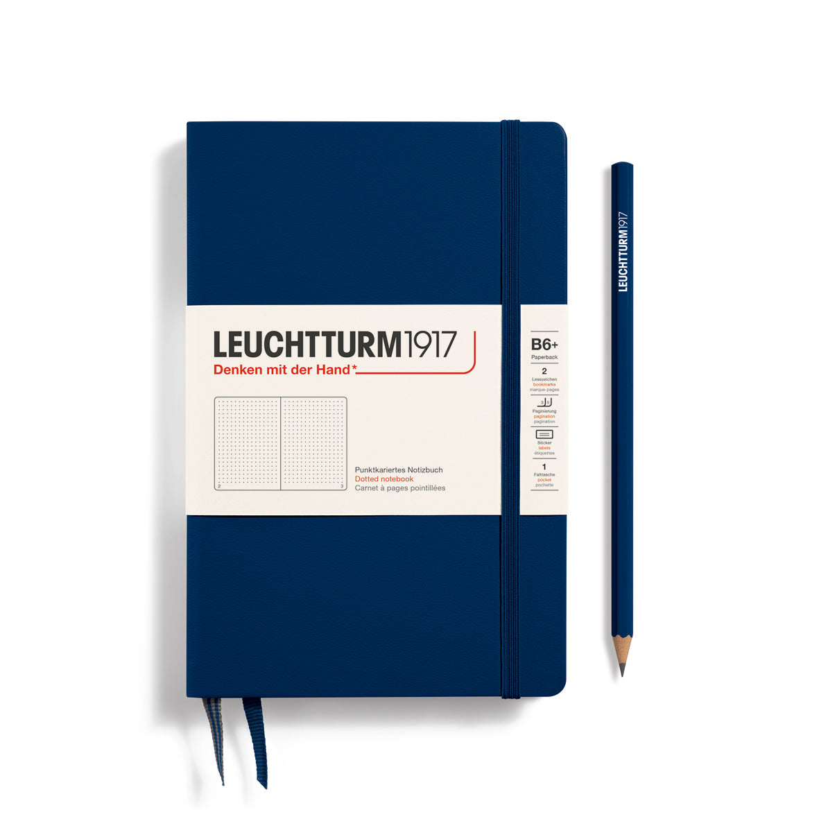 LEUCHTTURM1917 Notebook Hardcover Paperback (B6+), Dotted, 123 pages - Navy Blue